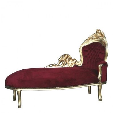 Casa Padrino Barock Chaiselongue "King" Bordeaux/ Gold - Recamiere Wohnzimmer Liege