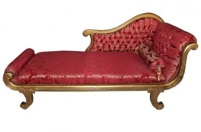 Casa Padrino Barock Chaiselongue Modell Bordeaux Musterstoff / Gold Recamiere Liege W