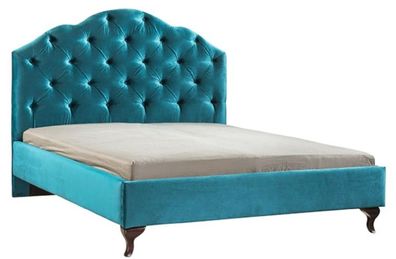 Casa Padrino Luxus Jugendstil Doppelbett Türkis / Dunkelbraun 170 x 211 x H. 139 cm