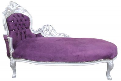 Casa Padrino Barock Chaiselongue "King" Lila/Silber mit Bling Bling Glitzersteinen