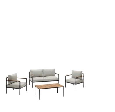2-sitzer Sofa 2 Sessel Alu Akazie Natur Grau
