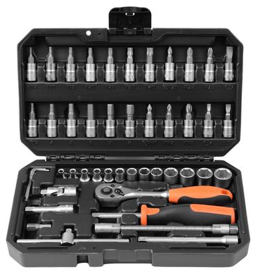 Projahn 1/4" Steckschlüssel 4-14mm Umschaltknarre Satz 46-tlg