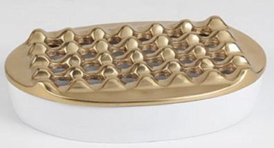 Casa Padrino Designer Aschenbecher Antik Messingfarben / Weiß Ø 20 cm