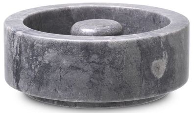 Casa Padrino Luxus Aschenbecher Grau Ø 20 x H. 7,5 cm - Runder Marmor Aschenbecher
