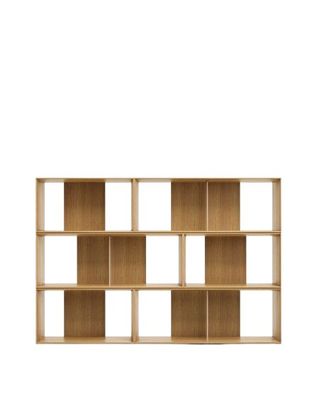 Regal Litto 168 x 114 x 30 cm MDF mit Eichenfurnier 6 Module Stahl Schrank Neu