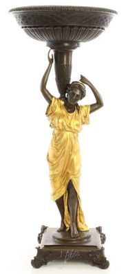 Casa Padrino Jugendstil Blumentopfständer Bronze / Gold 33,2 x 33,2 x H. 76,4 cm - Lu