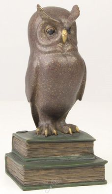 Casa Padrino Luxus Bronzefigur die weise Eule Mehrfarbig 11 x 9,5 x H. 22,5 cm - Deko