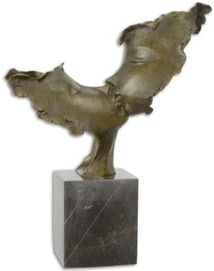 Casa Padrino Luxus Bronze Skulptur küssende Gesichter Bronze / Schwarz 37,8 x 12,8 x