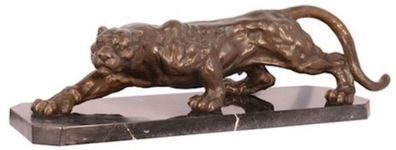 Casa Padrino Luxus Bronzefigur Panther Bronzefarben / Schwarz 64,9 x 19,8 x H. 19,6 c
