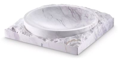 Casa Padrino Luxus Deko Marmor Schale Weiß 30,5 x 30,5 x H. 6 cm - Obstschale aus hoc