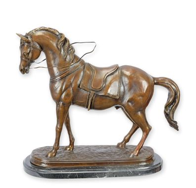 Bronzeskulptur gesatteltes Pferd Replikat Retro Design Dekoration
