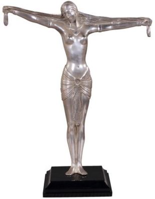 Casa Padrino Luxus Bronzefigur Lady Silber / Braun 41 x 19 x H. 53 cm - Deko Figur au