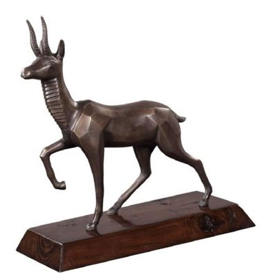 Casa Padrino Luxus Bronzefigur Antilope Bronze / Dunkelbraun 35 x 17 x H. 37 cm - Dek