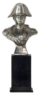 Casa Padrino Bronzefigur Napoleon Silber / Schwarz 10 x 7 x H. 24 cm - Luxus Dekofigu