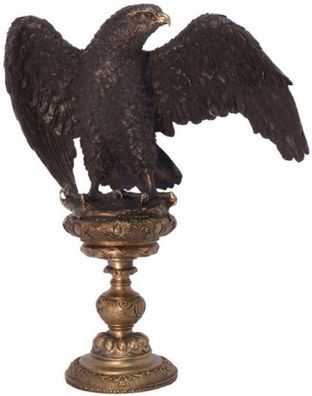 Casa Padrino Art Deco Bronze Skulptur Adler auf Sockel Schwarz / Grau 34 x 22 x H. 37