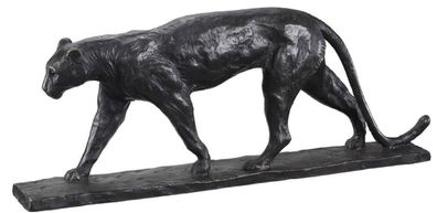 Casa Padrino Luxus Bronze Skulptur Leopard Schwarz 49 x 7 x H. 18,5 cm - Bronzefigur