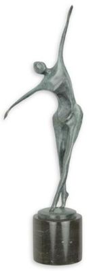 Casa Padrino Designer Bronze Skulptur Tänzer Blau / Schwarz 18,6 x 13 x H. 57,2 cm