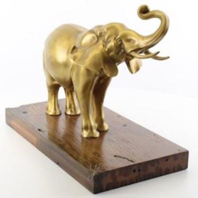 Casa Padrino Luxus Bronze Skulptur Elefant Gold / Braun 47 x 24 x H. 35,3 cm - Bronze