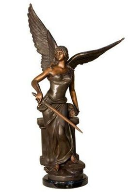 Casa Padrino Luxus Bronze Skulptur Engel mit Schwert 25 x 43 x H. 74 cm - Bronzefigur