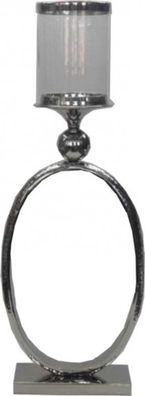 Casa Padrino Kerzenständer mit Glas Ring Vintage 62 x 23 cm Design Aluminium