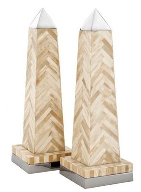 Casa Padrino Luxus Obelisk Set Büffelhorn / Messing vernickelt - Hotel Einrichtung