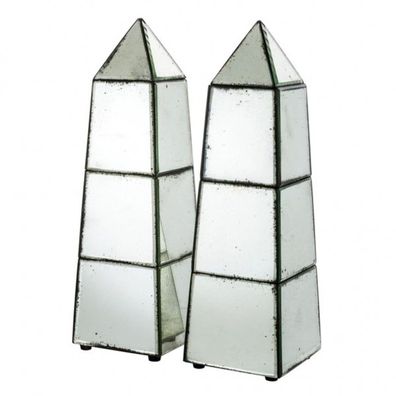 Casa Padrino Luxus Obelisk Skulpturen Set (2 Stk) Antik Stil Spiegelglas - Hotel Einr