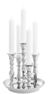 Casa Padrino Luxus Messing Kerzenhalter Silber Ø 22 x H. 23,5 cm - Hotel & Restaurant