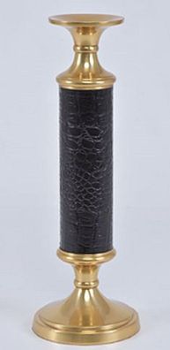 Casa Padrino Luxus Kerzenständer Messing Gold / Schwarz Ø 12 x H. 36 cm - Hotel & Res