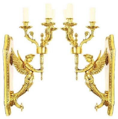 Casa Padrino Barock Wandkerzenhalter Set Gold 20 x 20 x H. 50 cm - Barock Deko Access