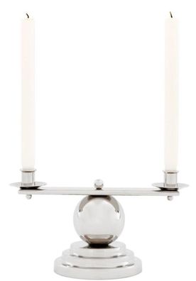 Casa Padrino Luxus Kerzenhalter Silber 34 x H. 16,5 cm - Designer Accessoires