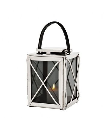 Casa Padrino Designer Deco Laterne Nickel Finish 18 x 18 x H. 25 cm - Luxus Hotel Res