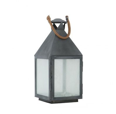 Casa Padrino Designer Deco Laterne Zink Finish 24 x 24 x H. 67 cm - Luxus Laterne