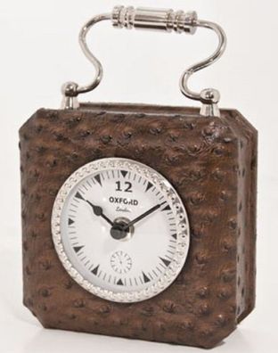 Casa Padrino Luxus Tischuhr Braun / Silber 7,5 x H. 7,5 cm - Dekorative Uhr im Handta