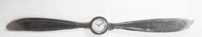 Casa Padrino Designer Wanduhr im Propeller Design Silber 165 x 4 x H. 17 cm - Luxus D