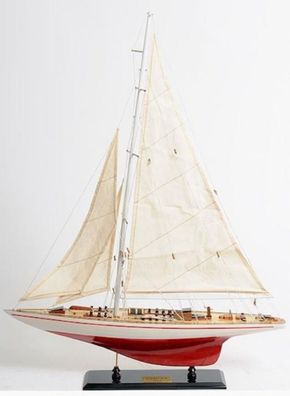 Casa Padrino Luxus Segelschiff Endeavour mit Massivholz Ständer Naturfarben / Weiß