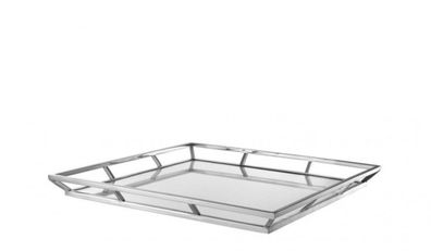 Casa Padrino Luxus Designer Edelstahl Tablett Nickel Finish 50 x 50 x H. 4,5 cm - Lux