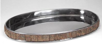 Casa Padrino Luxus Serviertablett Silber / Braun 29 x 26 x H. 4 cm - Gastronomie Acce