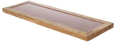 Casa Padrino Luxus Holz Keramik Deko Tablett Naturfaben / Rosa 17 x 6 x H. 2 cm - Dek