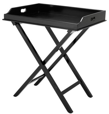 Casa Padrino Luxus Serviertablett mit Ständer Schwarz 77 x 59,5 x H. 81,5 cm - Abnehm