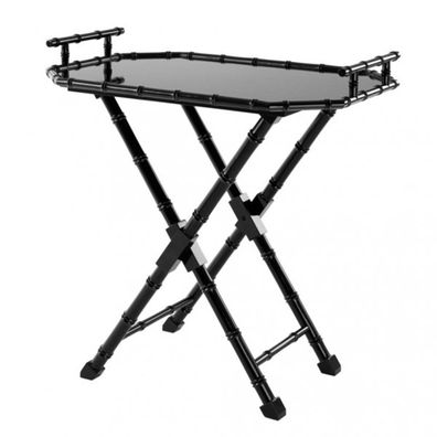 Casa Padrino Luxus Bar Tisch Schwarz Bambus Design mit abnehmbaren Tablett Schwarz ho