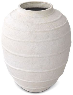 Casa Padrino Luxus Tonvase Matt Weiß Ø 70 x H. 100 cm - Handgefertigte Runde Deko Vas
