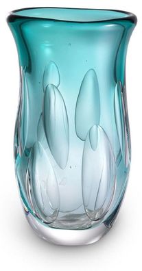 Casa Padrino Luxus Deko Glasvase Türkis 20 x 13 x H. 30 cm - Elegante Blumenvase aus