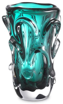 Casa Padrino Luxus Glas Vase Türkis Ø 20 x H. 31 cm - Moderne Deko Blumenvase