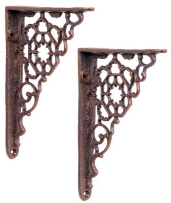 Casa Padrino Jugendstil Gusseisen Wandhalter Set Braun H. 16,5 cm - Wanddeko - Deko A