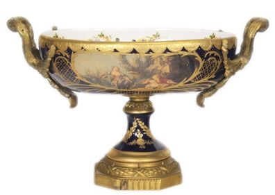 Casa Padrino Barock Porzellan Schale Kobalt / Gold B40 H37 cm - Grand Decor - Hotel D