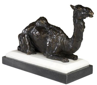 Casa Padrino Designer Bronzefigur Kamel auf Sockel 37 x 15 x H. 24 cm - Edel & Prunkv