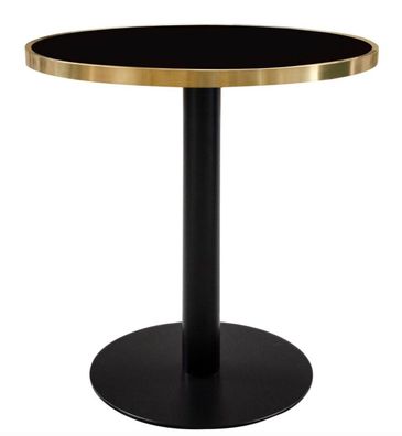 Casa Padrino Luxus Esstisch Schwarz / Gold 70 x H. 76 cm - Designer Esszimmermöbel