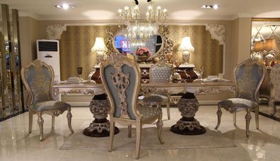 Casa Padrino Luxus Barock Esszimmer Set - 1 Esstisch & 8 Esszimmerstühle - Esszimmerm