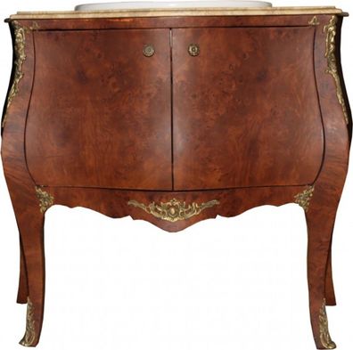 Casa Padrino Barock Waschtisch Braun mit cremfarbiger Marmorplatte - Barock Badezimme