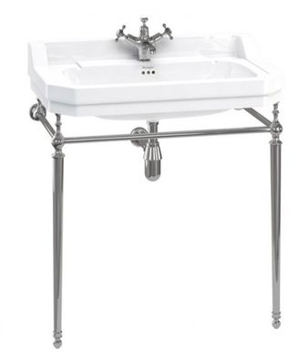 Casa Padrino Jugendstil Stand Waschtisch Weiß / Chrom B 80cm Mod5 - Art Deco Waschbec
